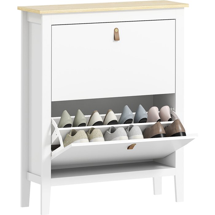 Zapatero moderno de dos cajones - blanco
