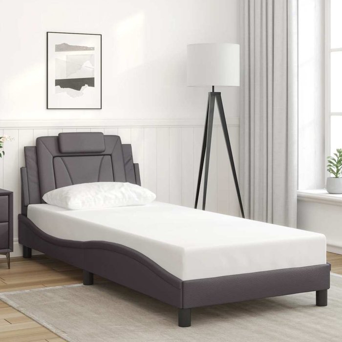 Estructura de cama viana sin colchón cuero sintético gris 90x200 cm vidaxl