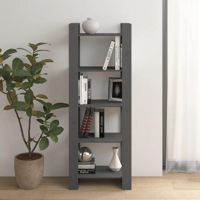 Librería/separador de ambientes gris 60x35x160 cm madera maciza