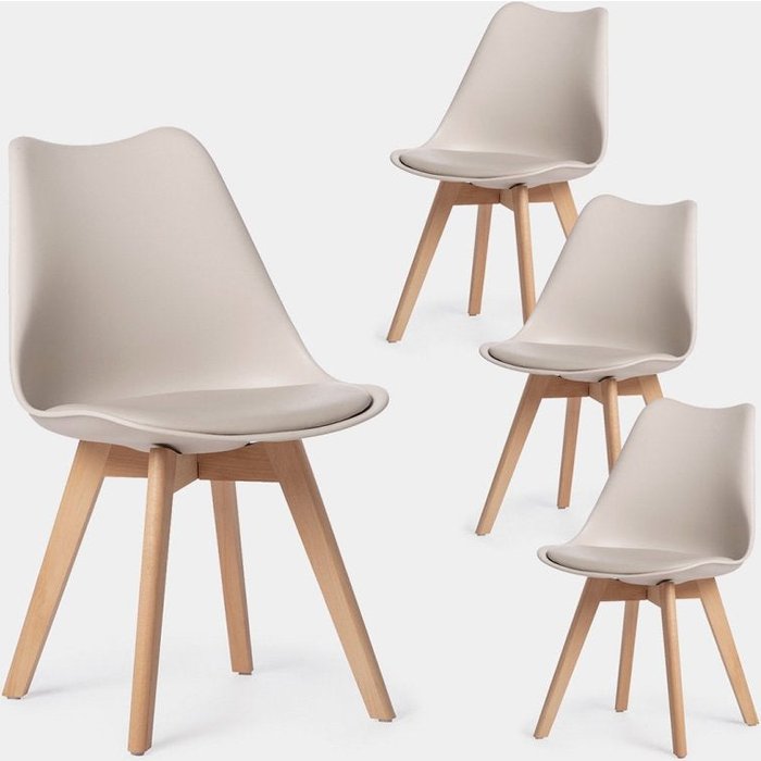 Packs 4 sillas polipropileno beige 48 x 82 cm