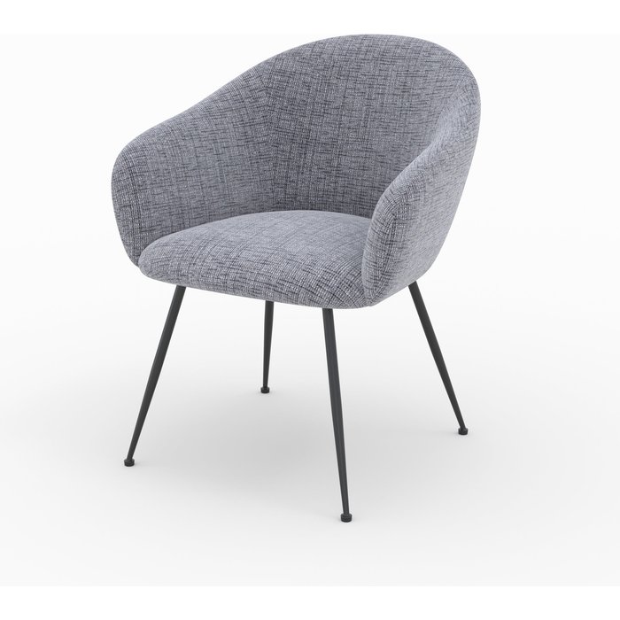 Sillón de comedor en tela gris jaspeado y patas de metal negro - socky