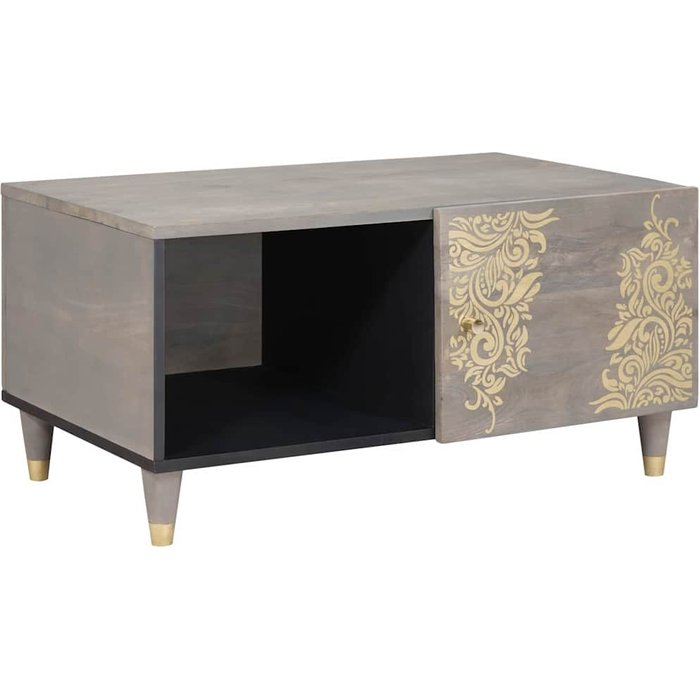 Vidaxl mesa de café gris 80 x 50 x 40 cm madera maciza de mango