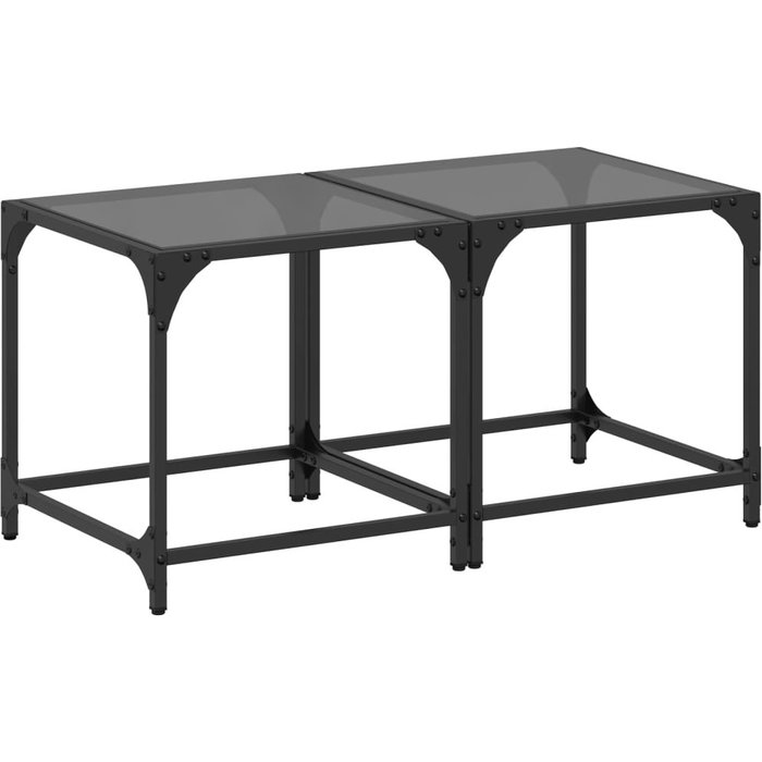 Mesas de centro 2 uds vidrio negro y acero 40x40x40 cm - comfortxl