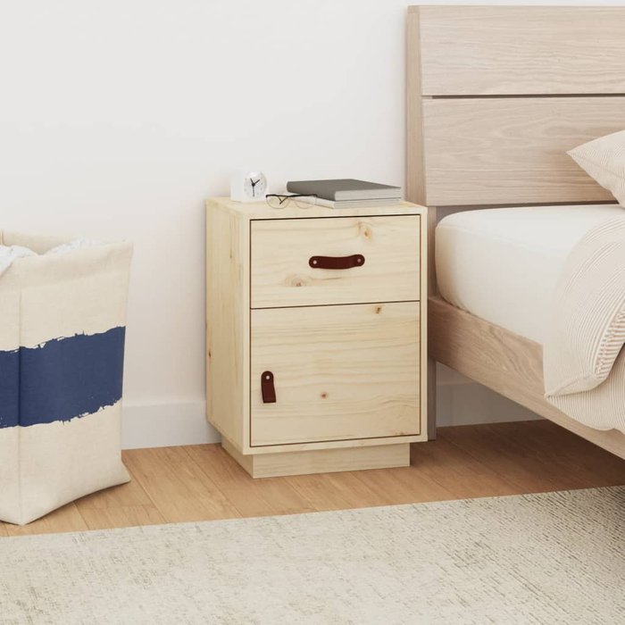 Mesita de noche,mesilla de noche madera maciza de pino 40x34x55 cm cfw37903