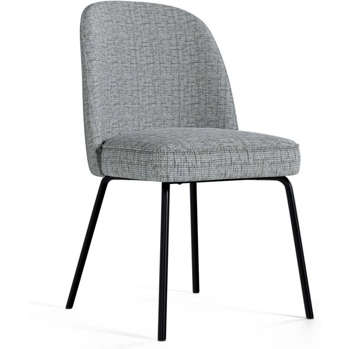 Silla selene tapizada gris claro con grueso asiento y espalda curvada