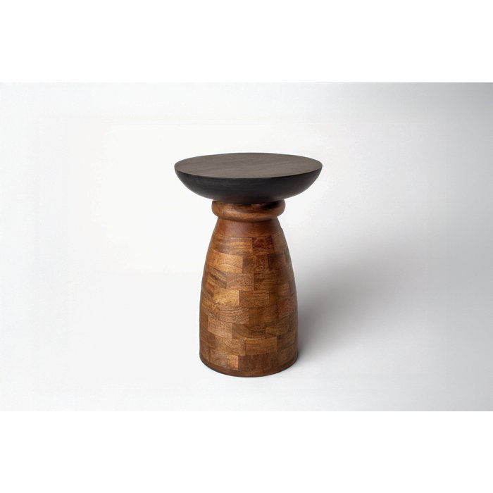 Mesa auxiliar redonda de madera 35x35x50 cm – funcional y decorativa