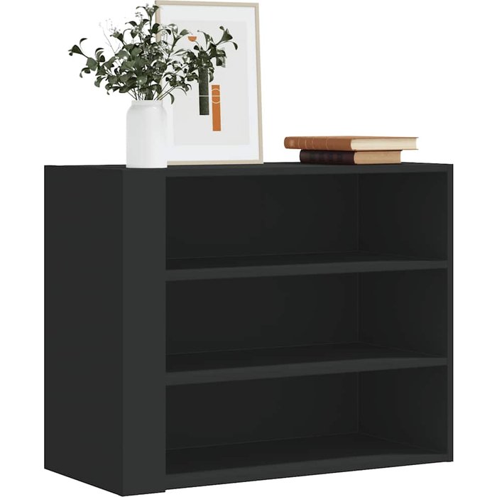 Armario de pared negro de 75x35x60 cm, fabricado en madera de ingeniería.