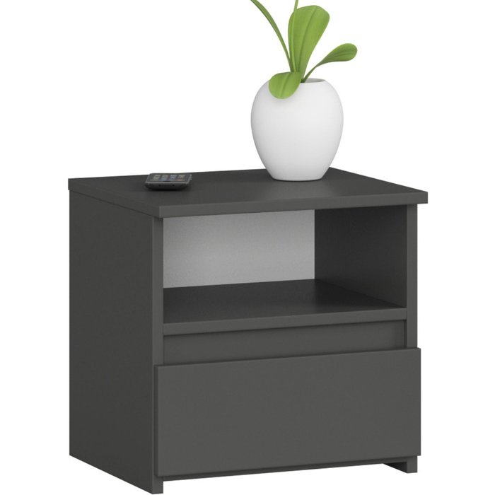 Mesita de noche: un cajón, gris grafito, 40 x 40 x 35 cm