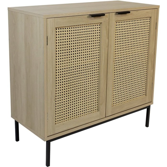 Aparador con 2 puertas canteadas en madera natural 80x35x75,5cm