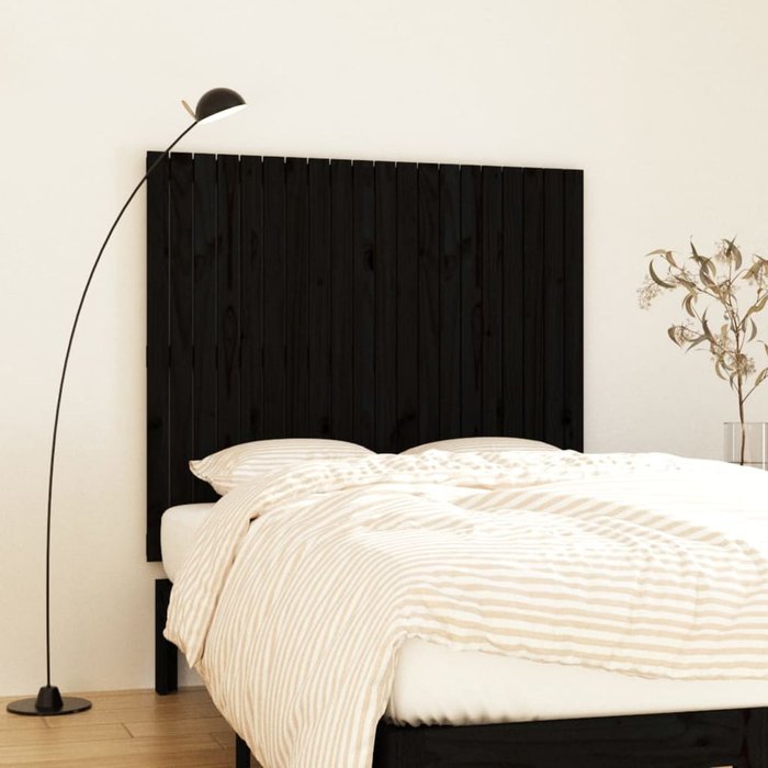 Vidaxl cabecero de cama pared madera maciza pino negro 127,5x3x110 cm