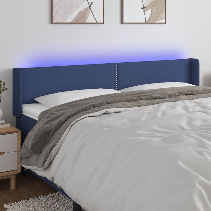 Cabecero led azul 203x16x78/88 cm tela