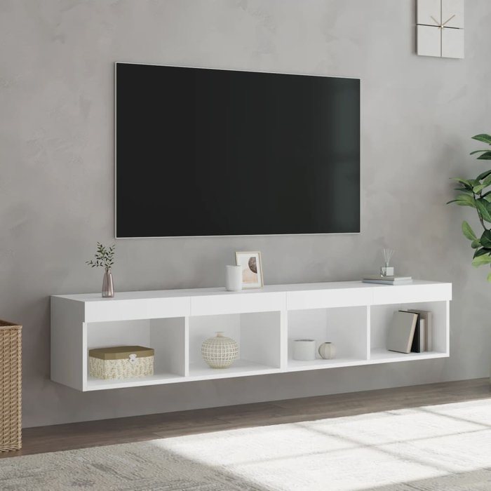 Muebles de tv con luces led 2 piezas blanco 80x30x30 cm