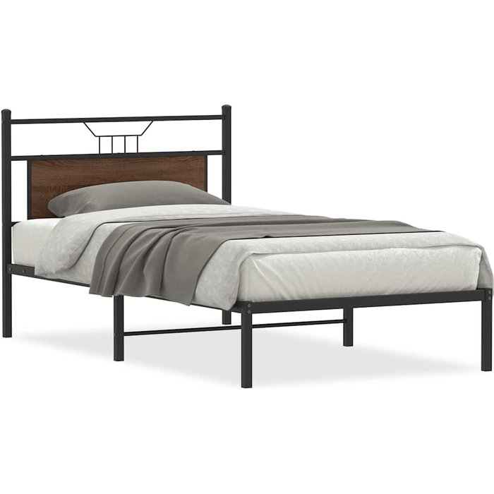 Estructura de cama sin colchón madera marrón roble 100x190 cm — comfortxl