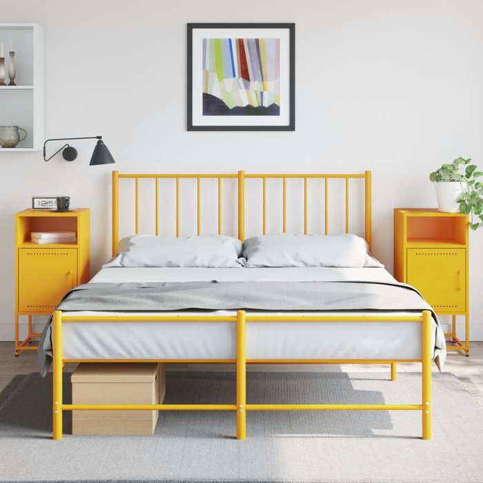 Mesitas de noche 2 piezas amarillo mostaza 36x39x78 cm acero