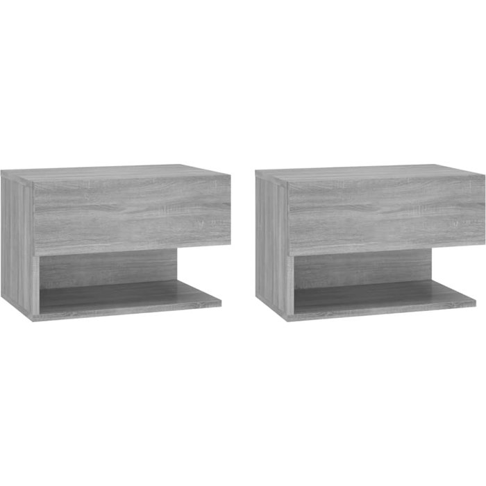 2 uds mesita de noche de pared,mesilla de noche color gris sonoma cfw42280