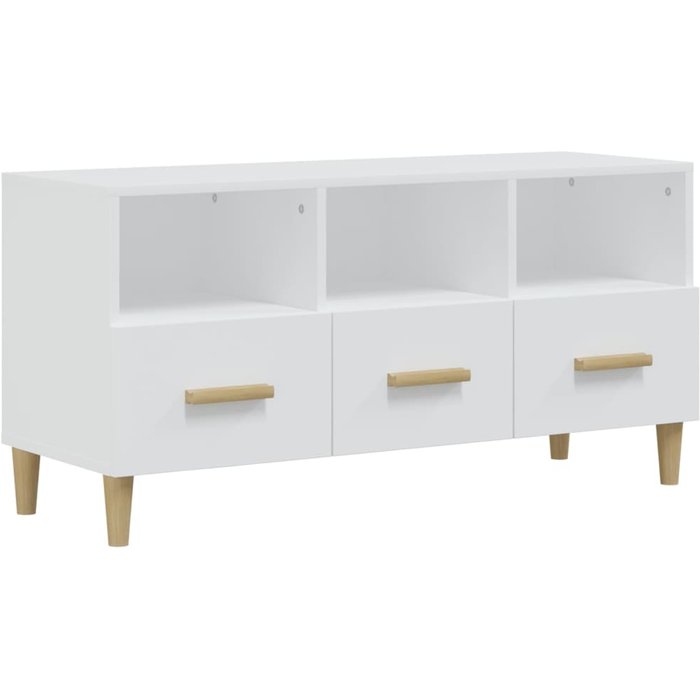 Mueble de tv de contrachapado blanco 102x36x50 cm - comfortxl