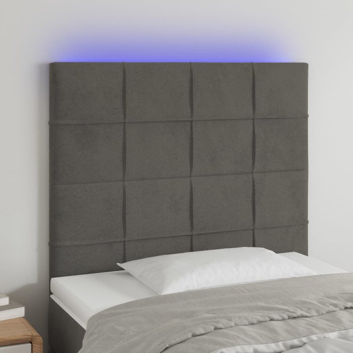 Cabecero led gris oscuro 80x5x118/128 cm terciopelo