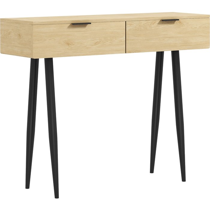 Mesa consola homcom melamina de madera, acero roble 100x30x80.5 cm