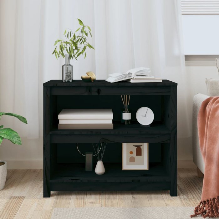 Estantería madera maciza de pino negra 80x35x68 cm – comfortxl