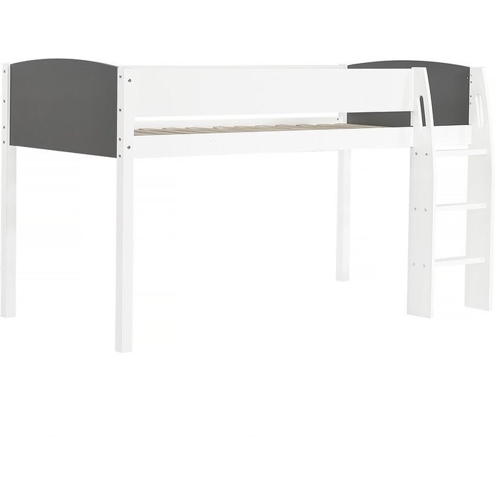 Cama alta infantil de madera alia - 90 x 190 cm - blanco/gris