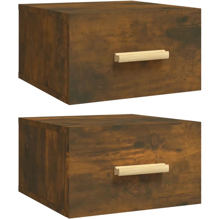 Mesitas de noche de pared 2 piezas roble ahumado 35x35x20 cm