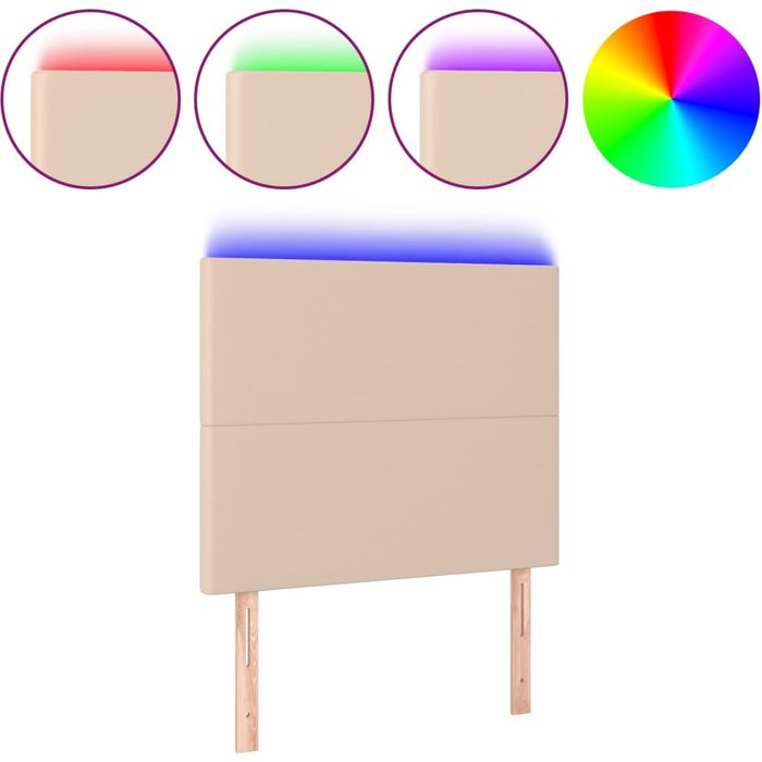 Cabecero con luces led cuero sintético capuchino 80x5x118/128cm - comfortxl