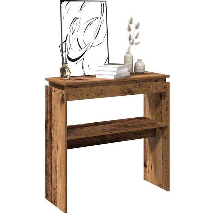 Mesa consola madera de ingeniería envejecida 80x30x102 cm