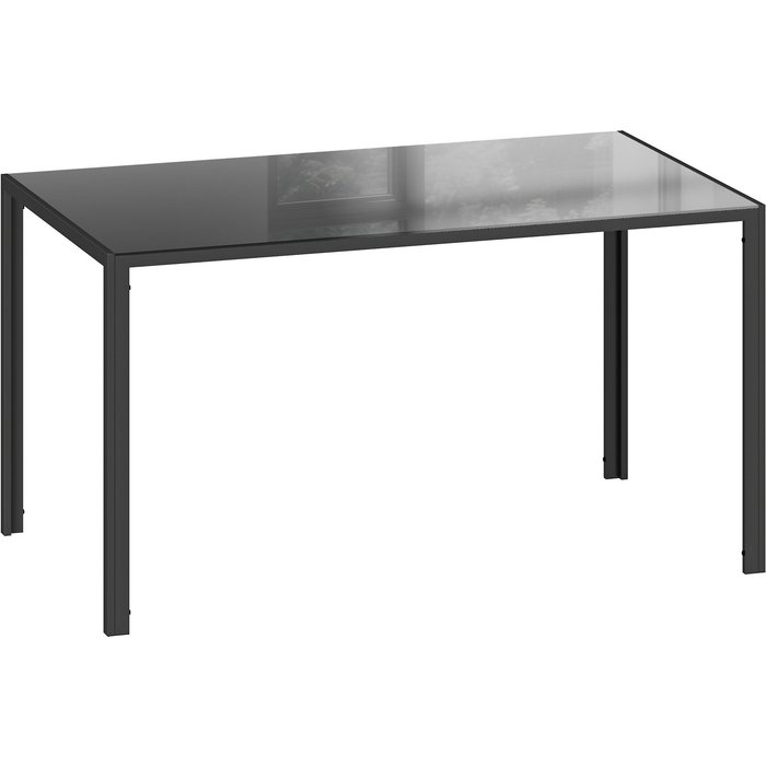 Mesa de comedor homcom vidrio templado, metal negro 140x80x75 cm 835-479v01bk