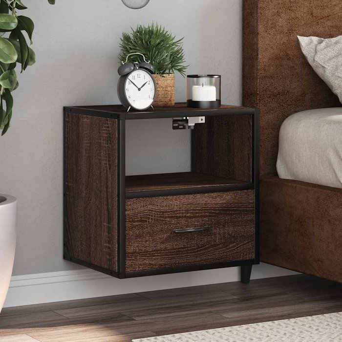 Maison exclusive - mesita de noche de pared color roble marrón 40x31x39,5 cm