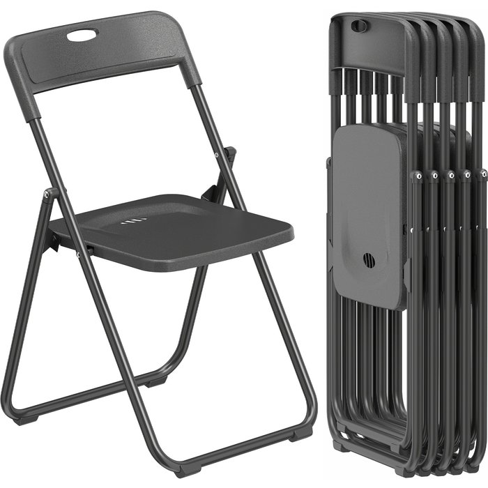 Conjunto 6 sillas plegables negras - plástico y acero 48,5x47x75cm