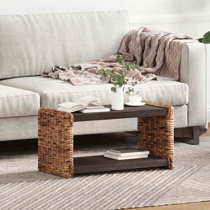 Mesa de café natural 70 x 35 x 35 cm madera de caoba sólida