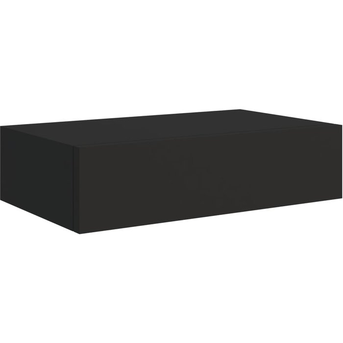 Estante con cajón de pared mdf negro 40x23,5x10 cm - comfortxl