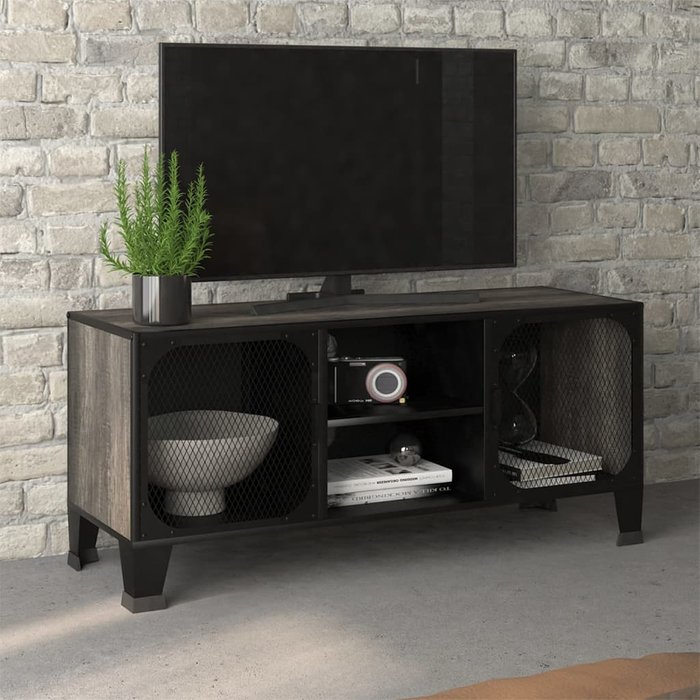 Mueble tv gris 105x36x47 cm metal y mdf