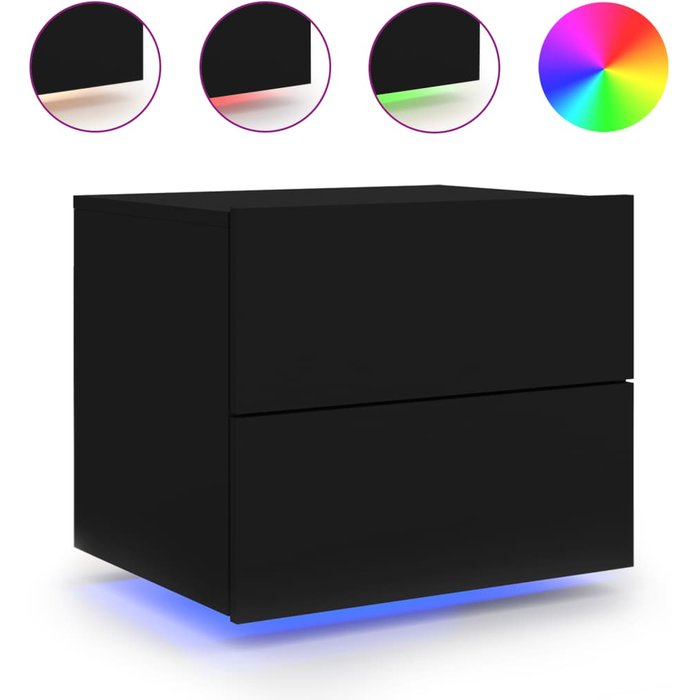 Mesita de noche de pared con luces led negro - comfortxl