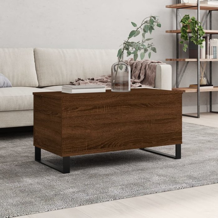 Vidaxl mesa de centro madera contrachapada roble marrón 90x44,5x45 cm