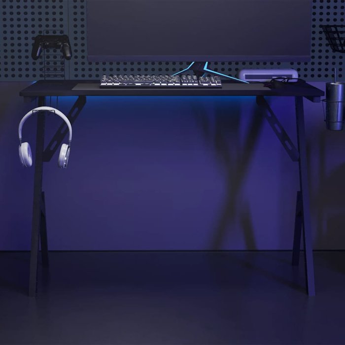 Escritorio gaming con patas en forma de y negro 110x60x75 cm