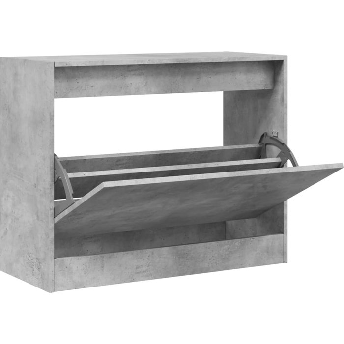 Zapatero de madera de ingeniería gris hormigón 80x34x63 cm - comfortxl
