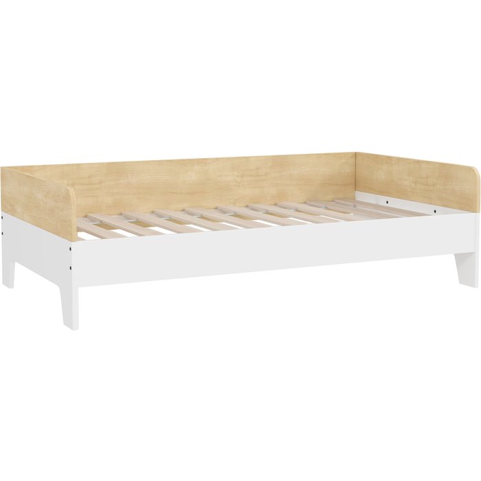 Cama infantil aiyaplay mdf blanco y madera natural 143.5x74x40 cm