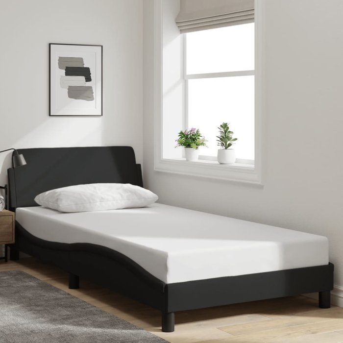 Estructura de cama dover tela negro 100x200 cm