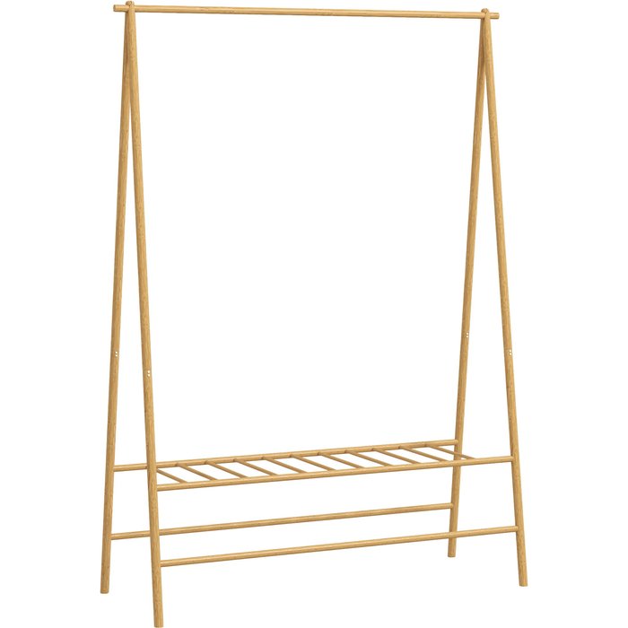 Armario - con barra para colgar y zapatero - bambú - natural (116x43,5x160cm)