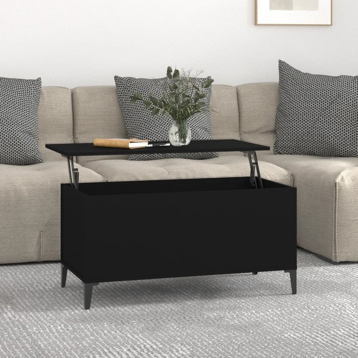 Mesa de centro negro 90x44,5x45 cm madera contrachapada
