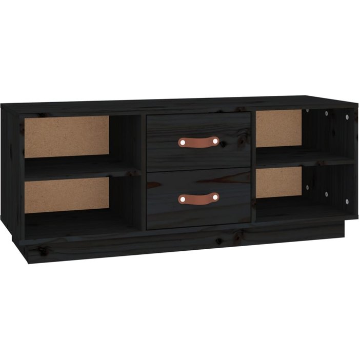 Mueble tv negro 100x34x40 cm madera maciza de pino