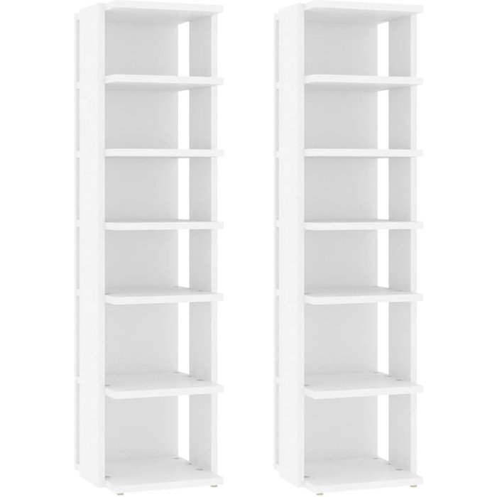 Zapateros 2 piezas blanco 27,5x27x102cm madera contrachapada