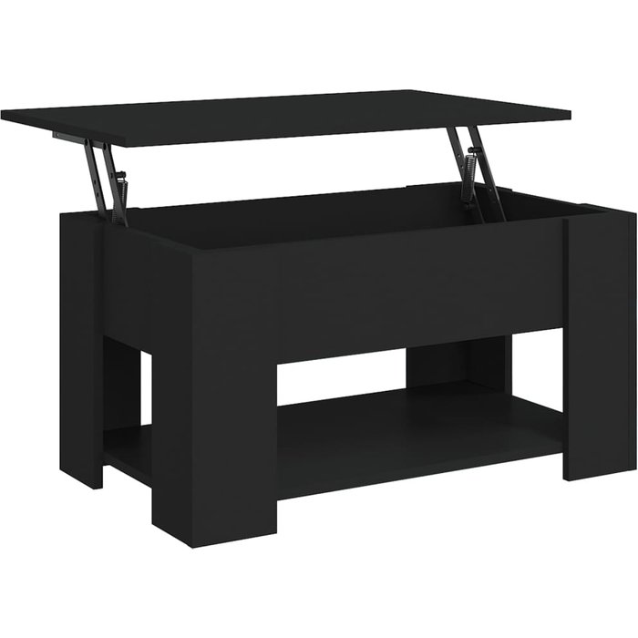 Mesa de centro de madera compuesta negra 79x49x41 cm - comfortxl