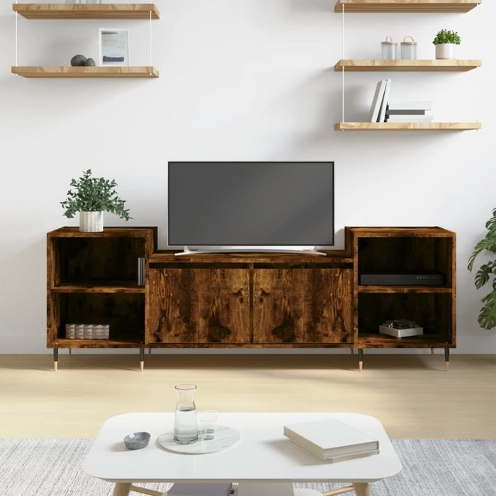 Mueble de tv de roble ahumado 160x35x55 cm madera de ingeniería