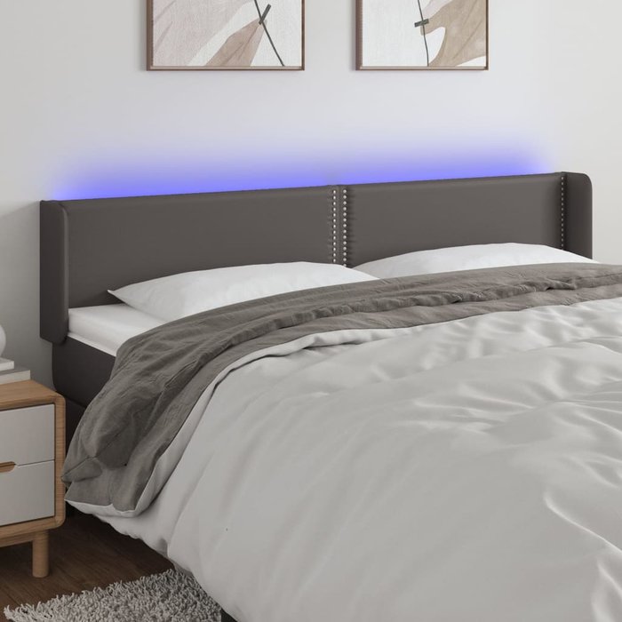 Maison exclusive - cabecero con led cuero sintético gris 183x16x78/88 cm