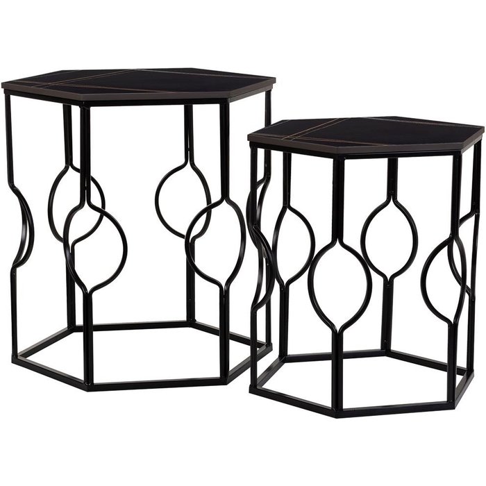 Mesas set 2pzas de metal negro 34x34x52h-39x39x57h cm