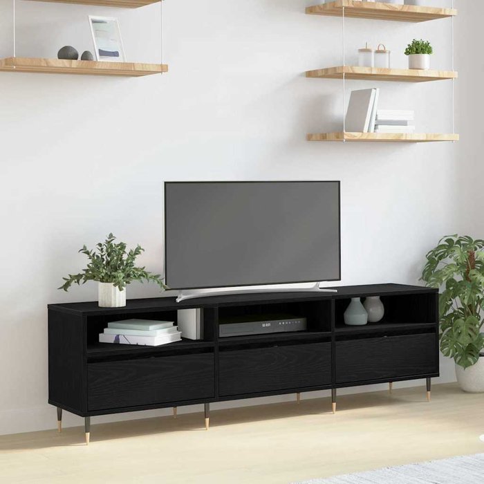Mueble de tv, roble negro, 150 x 30 x 45 cm, madera de ingeniería