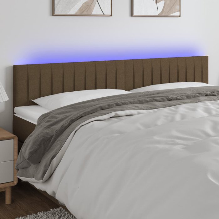 Maison exclusive - cabecero con led de tela marrón oscuro 200x5x78/88 cm
