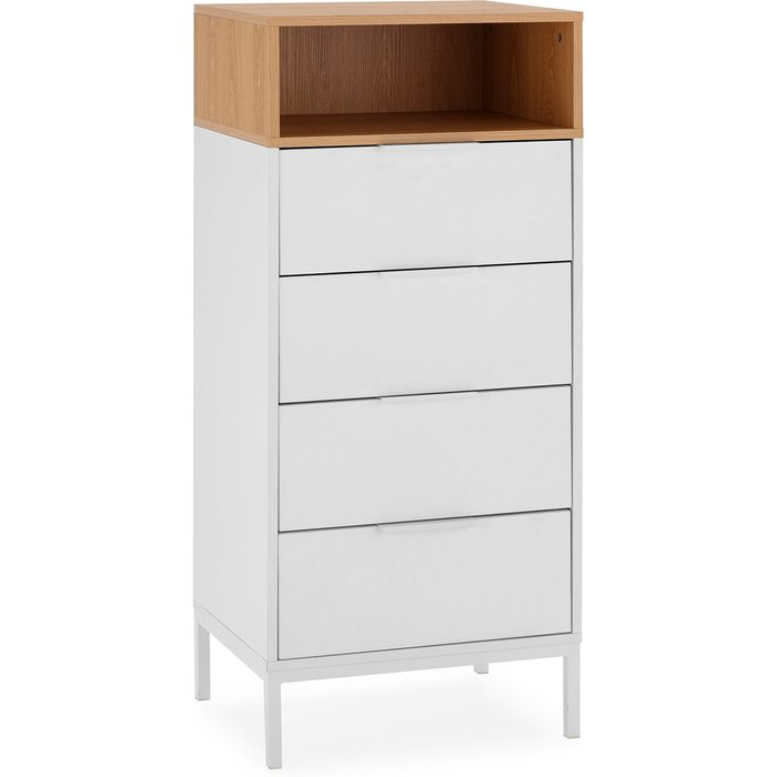 Cómoda alta nieve 4 cajones blanco